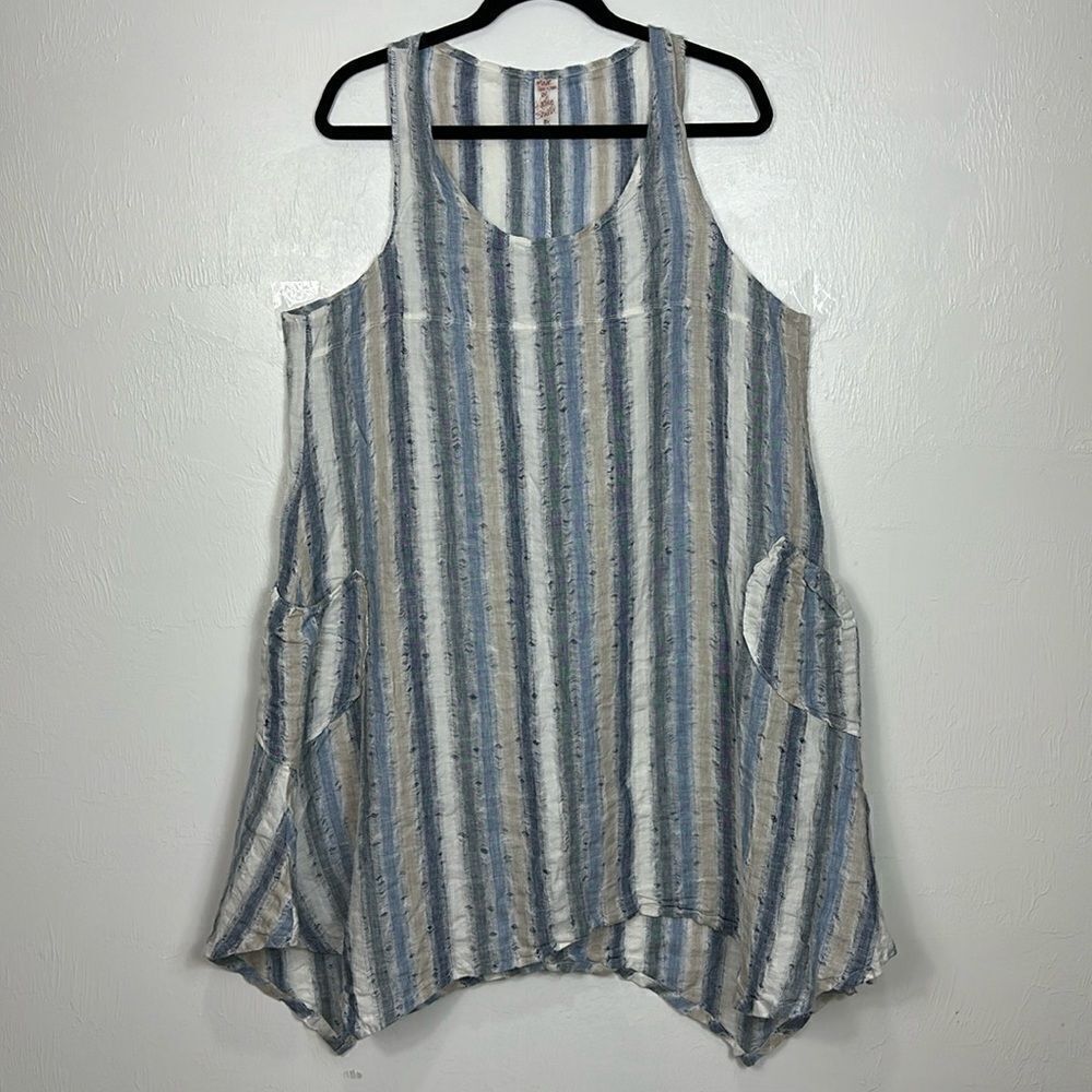 Made For You By Kathy Smith Striped Sleeveless Tunic Top Size 2X - Picture 3 of 8